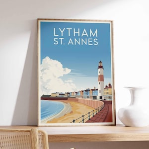 Lytham St Annes Coastal Print: Lancashire Seaside Travel Poster