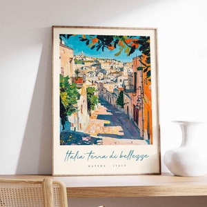 Matera Poster, Italian Travel Print, Matera Travel Art, Matera Wall Art, Italy Art, Italy Travel Decor, Italian Travel Gift