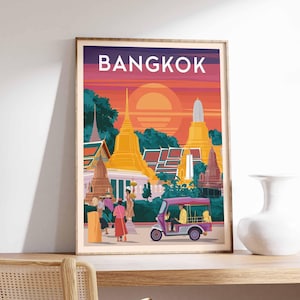 Bangkok Travel Poster: Retro Thailand Art Print