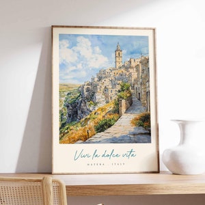 Matera Poster, Italian Travel Print, Matera Travel Art, Matera Wall Art, Italy Art, Italy Travel Decor, Italian Travel Gift