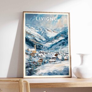 Skiing Travel Poster, Livigno Ski Print, Italy Travel Print, Skiing Art, Skiing Print, Winter Sport Art, Ski Gift