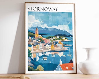Stornoway Scotland Travel Poster: Isle of Lewis Art Print