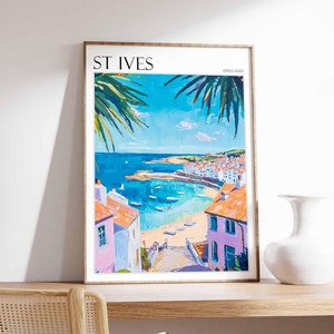 St Ives Poster, Cornwall Poster, UK Travel Poster, Coastal Wall Art, British Decor, St Ives Travel Print, St Ives Wall Decor, Cornwall Decor