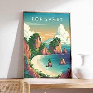 Koh Samet Print, Southeast Asia Poster, Thailand Travel Poster, Travel Wall Decor, Retro Travel Art, Southeast Asia Travel Gift