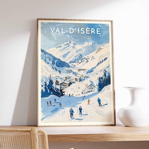 Ski fahren Poster, Val d&#39;Isère Ski Druck, Frankreich Reise Poster, Ski fahren, Ski fahren, Winter Sport Kunst, Ski Geschenk
