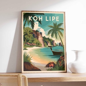 Koh Lipe Print, Southeast Asia Poster, Thailand Travel Poster, Travel Wall Decor, Retro Travel Art, Southeast Asia Travel Gift