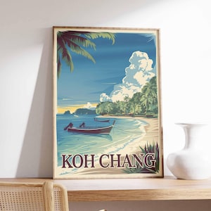 Koh Chang Print, Southeast Asia Poster, Thailand Travel Poster, Travel Wall Decor, Retro Travel Art, Southeast Asia Travel Gift