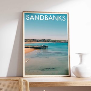 Sandbanks Print, Coastal Travel Poster, Dorset Travel Print, Coastal Wall Art, Seaside Art, Coastal Gift, UK Coast Art, UK Travel Poster