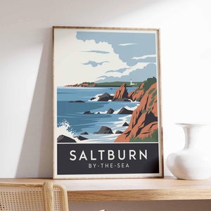 Saltburn-by-the-Sea Print, Coastal Travel Poster, North Yorkshire Travel Print, Coastal Wall Art, Seaside Art, Coastal Gift, UK Coast Art
