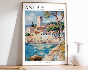 Antibes France Travel Poster: French Riviera Coastal Art