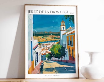 Cartel de Jerez De La Frontera, Impresión de viaje de Jerez De La Frontera, Arte de la pared de España, Impresión de viaje española, Arte de viaje de Jerez De La Frontera