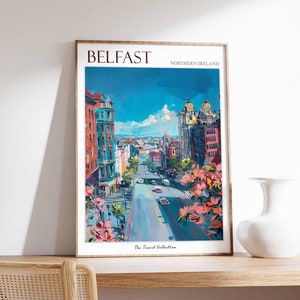 Belfast Poster, Northern Ireland Travel Print, Irish Decor, United Kingdom Travel Poster, Sea Print, Belfast Gift, Belfast Travel Poster