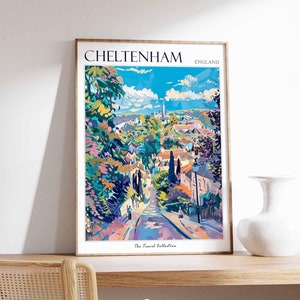 Cheltenham Poster, England Travel Print, British Decor, United Kingdom Travel Poster, Cheltenham Gift, Cheltenham Travel Poster