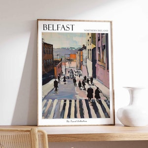 Belfast Poster, Northern Ireland Travel Print, Irish Decor, United Kingdom Travel Poster, Sea Print, Belfast Gift, Belfast Travel Poster