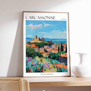 Affiche Carcassonne, impression voyage en France, décoration française, affiche de voyage en Europe, art mural européen, cadeau Carcassonne, affiche de voyage Carcassonne