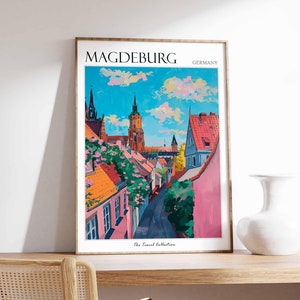 Affiche de Magdebourg, impression de voyage en Allemagne, décoration allemande, affiche de voyage en Europe, art mural européen, impression de la ville, affiche de voyage de Magdebourg