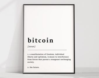 Definition Of Bitcoin Quote Poster Print, Bitcoin Print, Cryptocurrency, Home Art, Funny Poster, Funny Quotes, Wall Print, Typography, Art