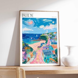 Bude Poster, Cornwall Poster, England Travel Poster, Coastal Wall Art, UK Home Decor, Bude England Print, Cornwall Coast, Bude Beach Print