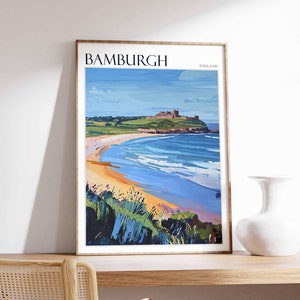 Bamburgh Poster, Northumberland Poster, England Travel Poster, Coastal Wall Art, UK Home Decor, Bamburgh Travel Print, Bamburgh Wall Decor