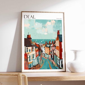 Póster de Deal, póster de Kent, póster de viaje a Inglaterra, póster costero, arte mural costero, decoración del hogar británico, decoración de pared de Deal, impresión de Deal, arte de Kent