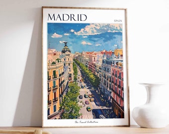 Póster de viaje de Madrid: Arte mural español vibrante