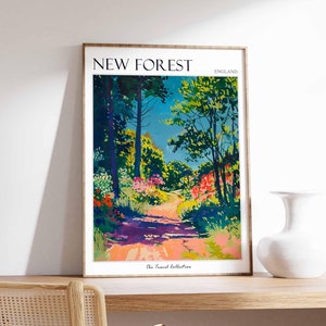 New Forest Poster, England Reiseplakat, Landschaftsposter, englische Landschaft, New Forest Travel Print, Countryside Travel Print