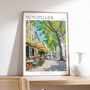Affiche Montpellier, impression voyage en France, décoration française, affiche de voyage en Europe, art mural européen, cadeau Montpellier, affiche de voyage Montpellier