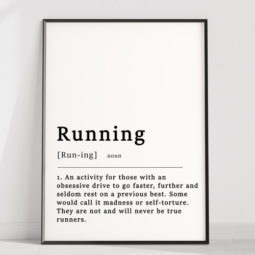 Definition of A Runner Quote Poster Running Jogging Sport Etsy