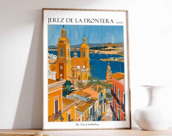 Cartel de Jerez De La Frontera, Impresión de viaje de Jerez De La Frontera, Arte de la pared de España, Impresión de viaje española, Arte de viaje de Jerez De La Frontera