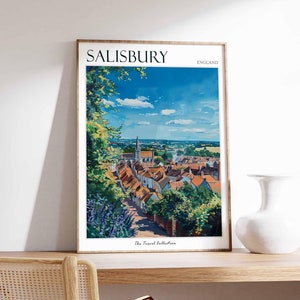 Salisbury Poster, England Travel Print, British Decor, United Kingdom Travel Poster, City Print, Salisbury Gift, Salisbury Travel Poster