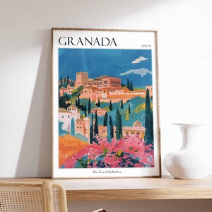 Granada Poster, Granada Travel Print, Spain Wall Art, Spanish Travel Print, Tropical Decor, Granada Travel Art, Granada Wall Art