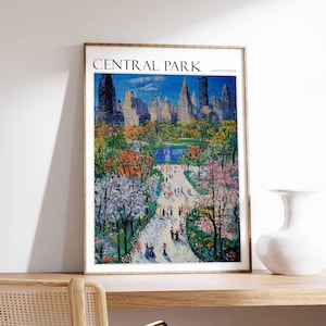 Poster Central Park, impression voyage à New York, décoration tropicale, art mural ville, décoration américaine, impression voyage Central Park, cadeau New York