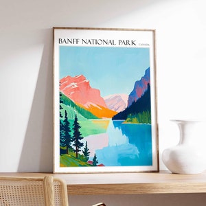 Banff Nationalpark Poster, Banff Nationalpark Poster, Kanadische Reise Kunst, Botanisches Dekor, Blumenkunst, Kanada Geschenk