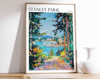 Stanley Park Travel Poster: Vancouver Canada Botanical Art