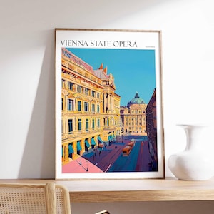 Póster de la Ópera Estatal de Viena, Impresión de viaje de la Ópera Estatal de Viena, Arte mural de Austria, Impresión de viaje de Austria, Póster de esquí, Impresión de esquí, Regalo de Austria