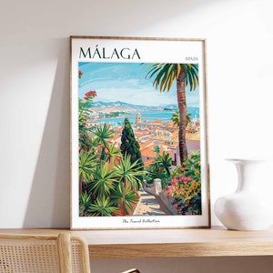 Malaga Poster, Spanish Travel Print, Malaga Travel, Art, Malaga Wall Art, Spanish Travel, Spanish Wall Art,  Malaga Gift