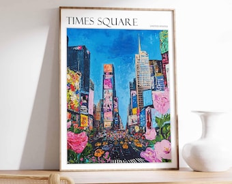 Póster de viaje de Times Square: vibrante arte mural de la ciudad de Nueva York