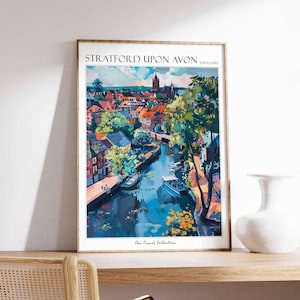 Stratford upon Avon Poster, England Travel Print, British Decor, United Kingdom Travel Poster, Stratford upon Avon Travel Poster
