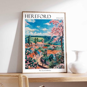 Hereford Poster, England Travel Print, British Decor, United Kingdom Travel Poster, City Print, Hereford Gift, Hereford Travel Poster