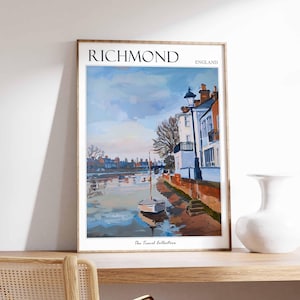 Poster di Richmond, stampa di viaggio in Inghilterra, arredamento britannico, poster di viaggio nel Regno Unito, stampa botanica, regalo di Richmond, poster di viaggio di Richmond