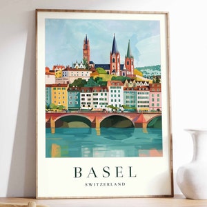 Basel Poster, Basel Reisedruck, Schweiz Wandkunst, Schweizer Dekor, Tropical Decor, Stadtdruck, Basel Geschenk, Basel Reiseplakat