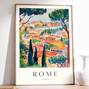 Póster de Roma, Impresión de viaje a Roma, Arte mural de Italia, Impresión de viaje a Italia, Decoración tropical, Impresión de ciudad, Regalo de Roma, Póster de viaje a Roma