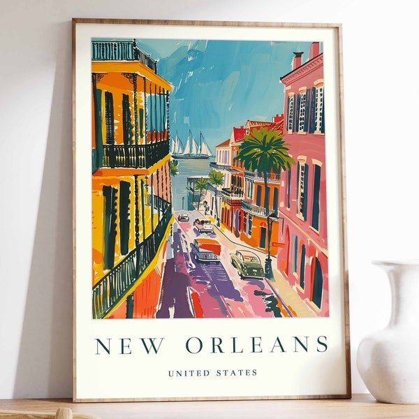 New Orleans Poster, New Orleans Travel Print, United States Wall Art, American Travel Print, Tropical Decor, City Print, New Orleans Gift