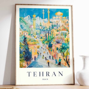 Tehran Poster, Tehran Travel Print, Iran Wall Art, Iranian Travel Print, Tropical Decor, City Print, Tehran Gift, Tehran Travel Poster