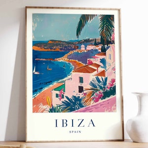 Poster Ibiza, impression voyage Ibiza, art mural Espagne, impression voyage espagnol, décoration tropicale, impression mer, cadeau Ibiza, affiche de voyage Ibiza