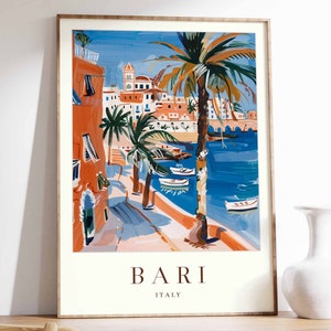 Bari Poster, Bari Travel Print, Italy Wall Art, Italian Travel Print, Tropical Decor, Sea Print, Bari Gift, Bari Travel Poster