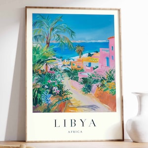 Libya Poster, Libya Travel Print, Africa Wall Art, African Travel Print, Tropical Decor, Sea Print, Libya Gift, Libya Travel Poster