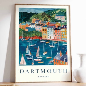 Dartmouth Poster, Dartmouth Travel Print, England Wall Art, British Travel Print, Tropical Decor, Sea Print, Dartmouth Gift