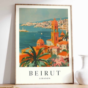 Beirut Poster, Beirut Reisedruck, Libanon Wandkunst, libanesische Reisedruck, tropisches Dekor, botanischer Druck, Libanon Geschenk