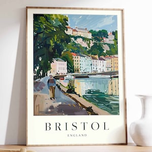 Bristol Poster, Bristol Travel Print, England Wall Art, British Travel Print, Tropical Decor, City Print, Bristol Gift